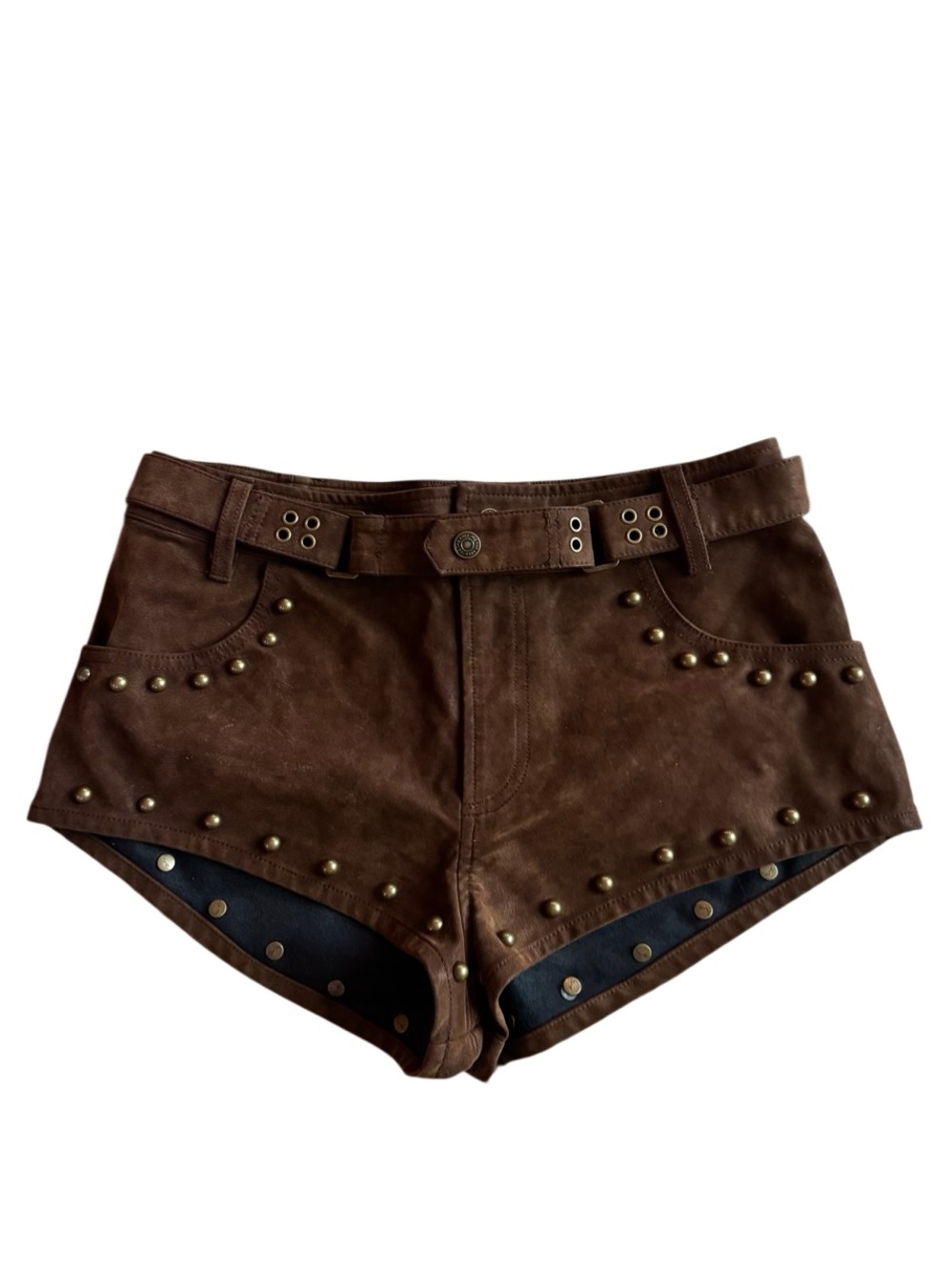We The Free by Free People Women's The Cool Kid Suede Micro Shorts in Brown - 4 - Picture 3 of 8